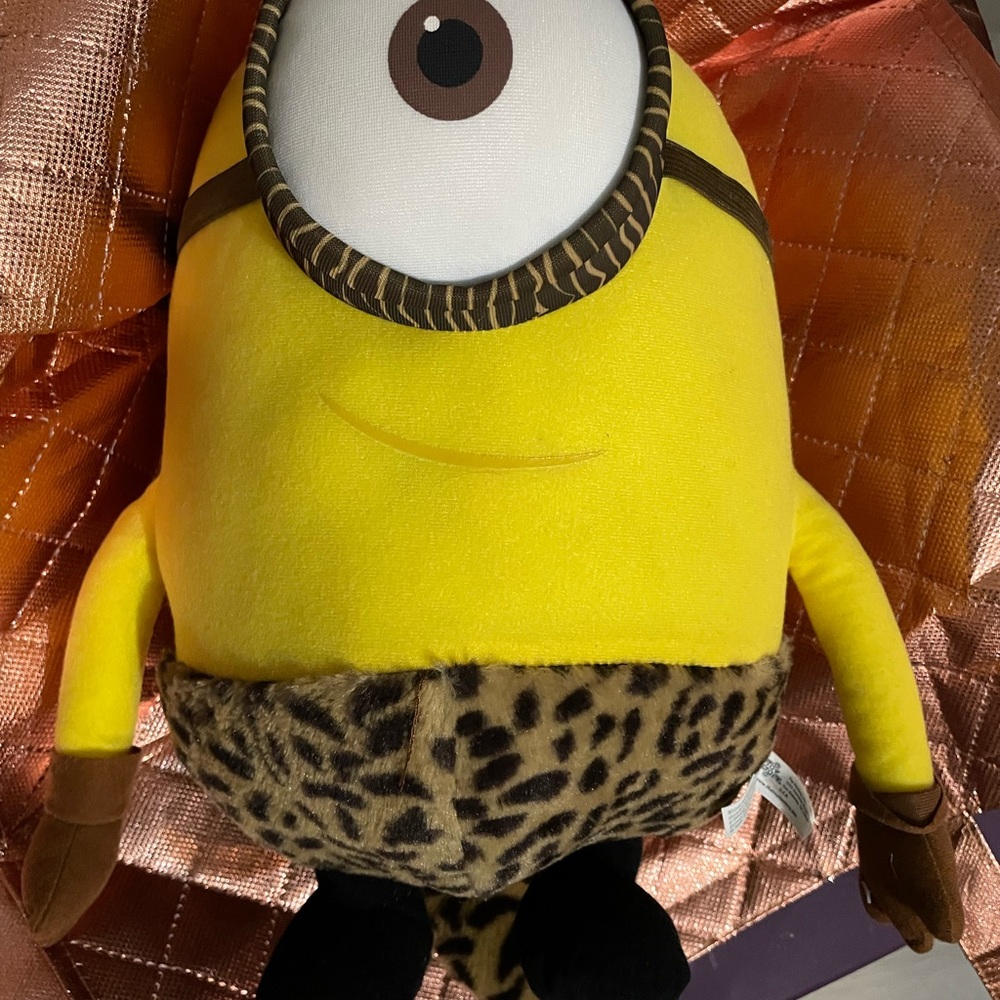 Yellow Minion Plush Toy with Animal Print